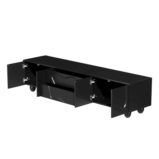 Móvel de TV 180 cm - Minimalista, elegante com pés de madeira - Preto