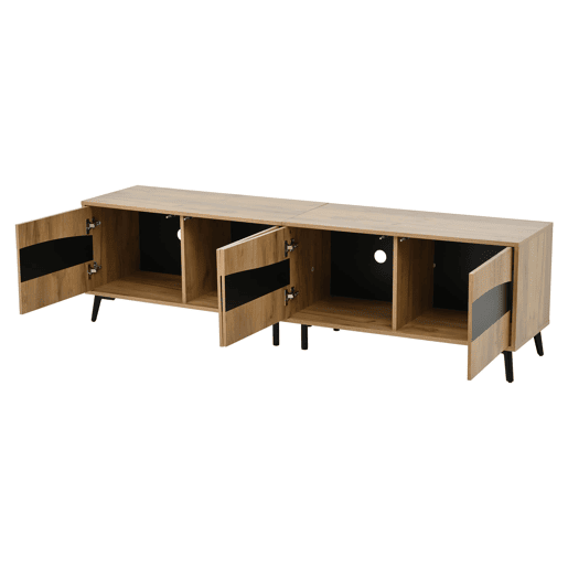 Móvel de TV 180x40x50 cm - Com 4 armários, 8 pernas, capacidade para 30 kg, design simétrico - Natural