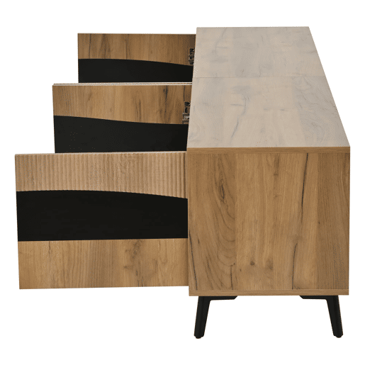 Móvel de TV 180x40x50 cm - Com 4 armários, 8 pernas, capacidade para 30 kg, design simétrico - Natural