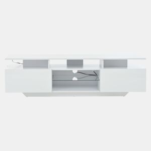 Móvel de TV 160x40x45 cm - Com 2 armários, LED, 8 prateleiras, para TV de 70 - Branco