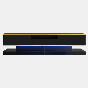 Móvel de TV moderno 180 cm - Três gavetas e um compartimento aberto - Alto brilho com luzes LED que mudam de cor