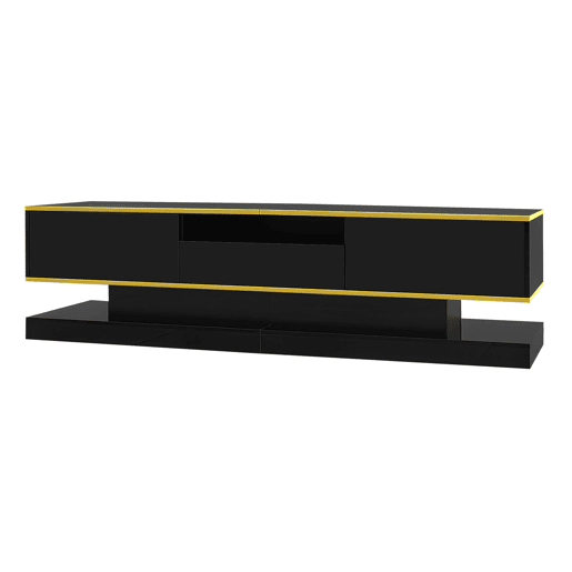 Móvel de TV moderno 180 cm - Três gavetas e um compartimento aberto - Alto brilho com luzes LED que mudam de cor