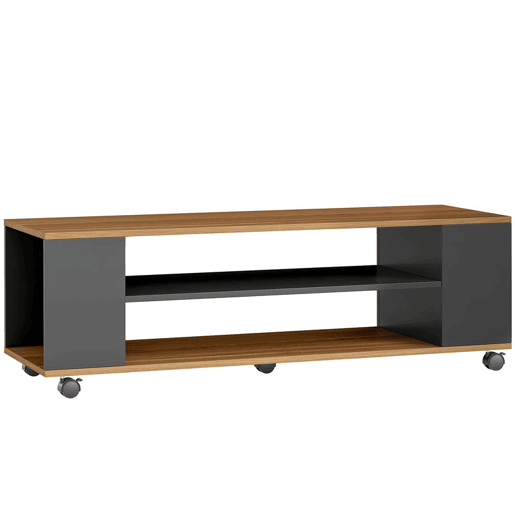 HOMCOM Móvel para TV com Rodas Armário para TV Flutuante com 2 Portas e 2 Prateleiras de Armazenamento para Televisores de até 55 Polegadas para Dormitório 120x40x38,5 cm Preto e Nogueira HOMCOM Móvel para TV com Rodas Armário para TV Flutuante com 2 Portas e 2 Prateleiras de Armazenamento para Televisores de até 55 Polegadas para Dormitório 120x40x38,5 cm Preto e Nogueira