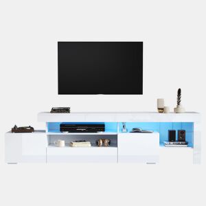 Móvel de TV 192x37x53 cm - Com 3 armários, LED, alto brilho, mesa para TV, branco