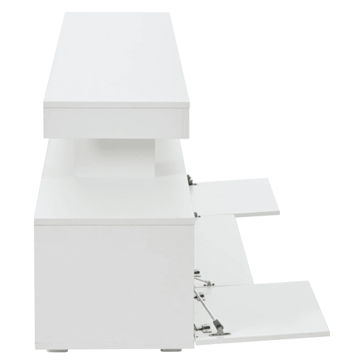Móvel de TV 192x37x53 cm - Com 3 armários, LED, alto brilho, mesa para TV, branco