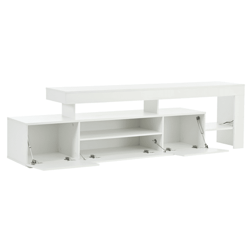 Móvel de TV 192x37x53 cm - Com 3 armários, LED, alto brilho, mesa para TV, branco