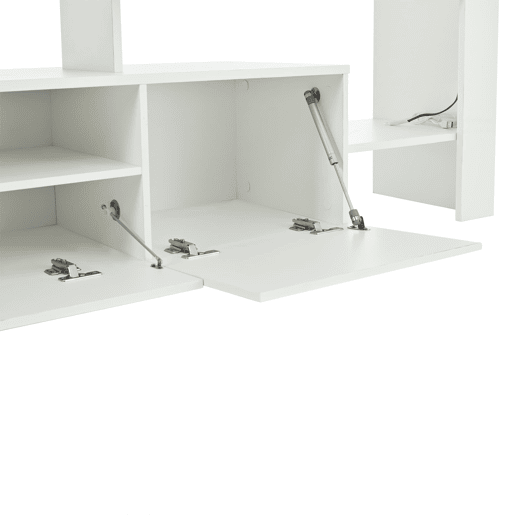 Móvel de TV 192x37x53 cm - Com 3 armários, LED, alto brilho, mesa para TV, branco