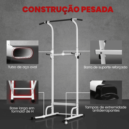 SPORTNOW Barra de Elevações com Altura Ajustável 176,5-227 cm Resistente para Ginásio em Casa Máquina de Elevações Multifuncional para Treino de Força Capacidade 120 kg Branco SPORTNOW Barra de Elevações com Altura Ajustável 176,5-227 cm Resistente para Ginásio em Casa Máquina de Elevações Multifuncional para Treino de Força Capacidade 120 kg Branco