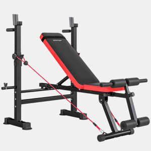 SPORTNOW Banco de Musculação Multifuncional, Carga Máxima de 300 kg, Banco de Pesos Inclinável com Suporte para Barra Ajustável, Assento e Encosto Reguláveis, para Treino Completo em Casa ou Ginásio
