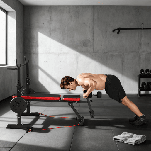 SPORTNOW Banco de Musculação Multifuncional, Carga Máxima de 300 kg, Banco de Pesos Inclinável com Suporte para Barra Ajustável, Assento e Encosto Reguláveis, para Treino Completo em Casa ou Ginásio