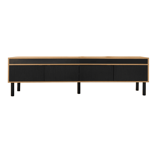 Móvel de TV 170 cm - 4 portas, textura fina - Preto Móvel de TV 170 cm - 4 portas, textura fina - Preto