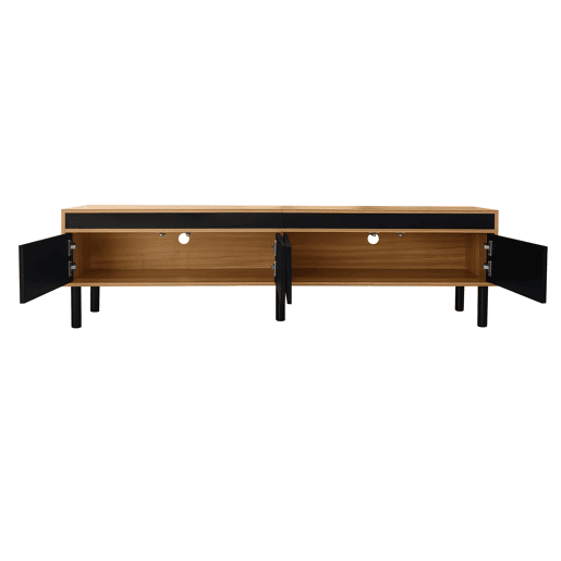 Móvel de TV 170 cm - 4 portas, textura fina - Preto Móvel de TV 170 cm - 4 portas, textura fina - Preto