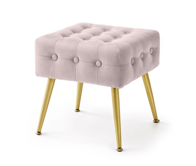Pouf taburete de terciopelo capitoné 40 cm quadra rosa cipria