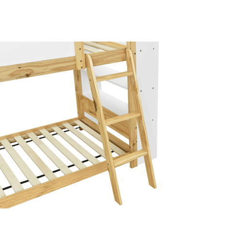Beliche infantil 90x200 cm - estante com 3 níveis, grade de proteção, escada - branconatural