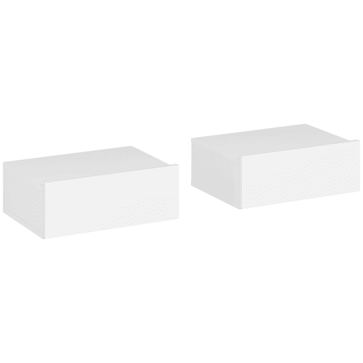 HOMCOM Conjunto de 2 Mesas de Cabeceira com 1 Gaveta Desenho Montado na Parede Estilo Moderno para Dormitório 40x30x15 cm Branco