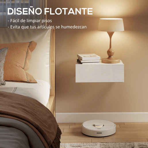 HOMCOM Conjunto de 2 Mesas de Cabeceira com 1 Gaveta Desenho Montado na Parede Estilo Moderno para Dormitório 40x30x15 cm Branco