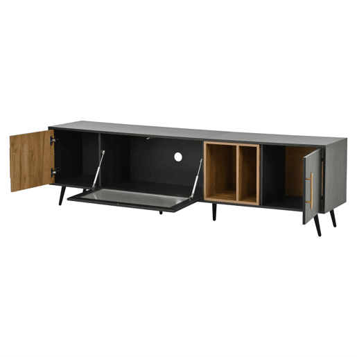 Móvel para TV 200x40x55,5 cm - Design elegante, para TV de 90 - Cinza e madeira