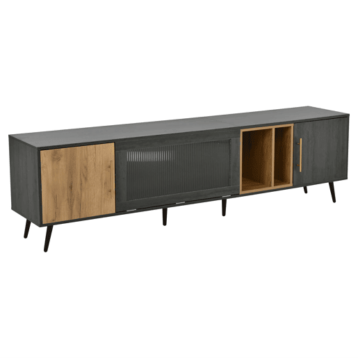 Móvel para TV 200x40x55,5 cm - Design elegante, para TV de 90 - Cinza e madeira