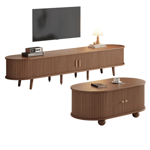 Móvel de TV 175x40x42 cm - Conjunto com arrumação e mesa de café - Nogueira Móvel de TV 175x40x42 cm - Conjunto com arrumação e mesa de café - Nogueira