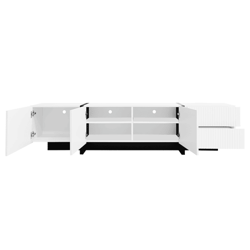 Móvel de TV 190 cm - 3 portas, 2 gavetas - Branco e Preto