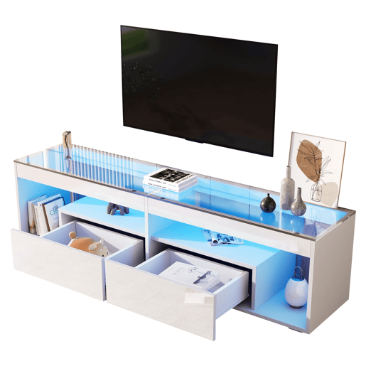 Móvel para TV 70 - LED, alto brilho, 2 gavetas, consola para salaquarto - Branco Móvel para TV 70 - LED, alto brilho, 2 gavetas, consola para salaquarto - Branco