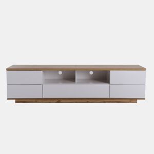 Móvel de TV moderno 180 cm - Design bicolor, acabamento em madeira - Branco