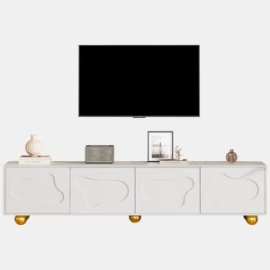 Móvel de TV 180x40x45 cm - Estilo caricatura, com 2 armários, formato de nuvem, 5 pés de apoio, cor branca