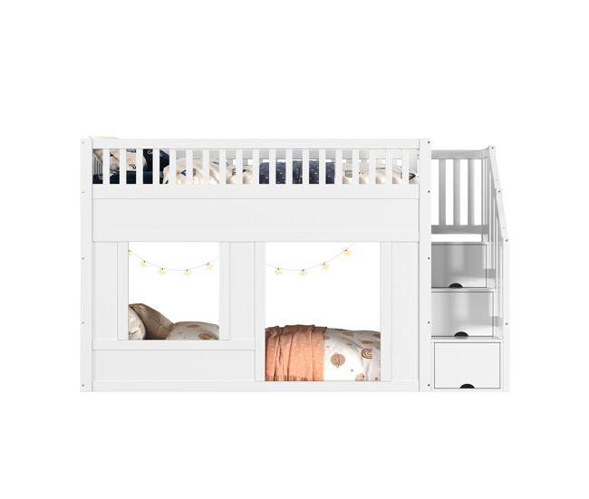 Litera infantil de madera maciza 90x200 cm,blanco