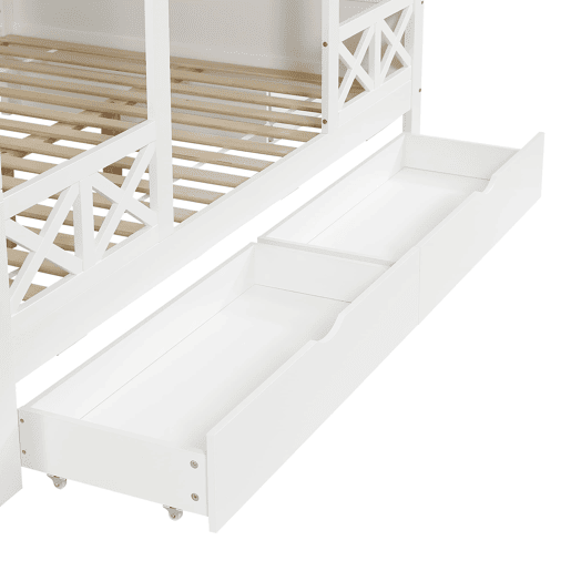 Beliche infantil 90x200 e 140x200 - com gavetas e escada com arrumação - branco