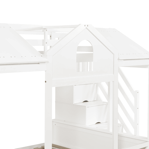 Beliche infantil 90x200 e 140x200 - com gavetas e escada com arrumação - branco