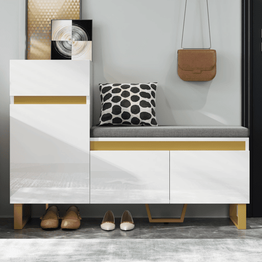 Sapateira de 4 níveis 80x35x110 cm - Armário moderno com gavetas e portas - Branco