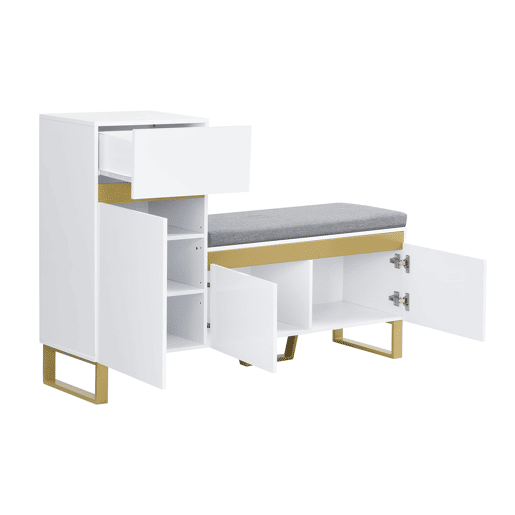 Sapateira de 4 níveis 80x35x110 cm - Armário moderno com gavetas e portas - Branco