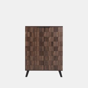 Sapateira moderna 80x35,5x110 cm - 5 compartimentos, prateleiras ajustáveis - madeira escura