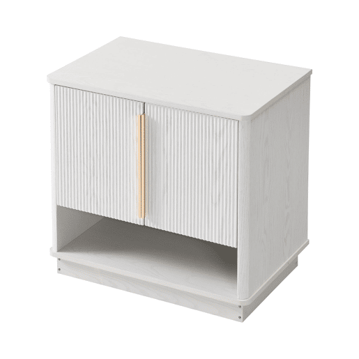 Sapateira 60x40x61 cm - 2 portas, prateleira aberta, puxadores dourados - Branco