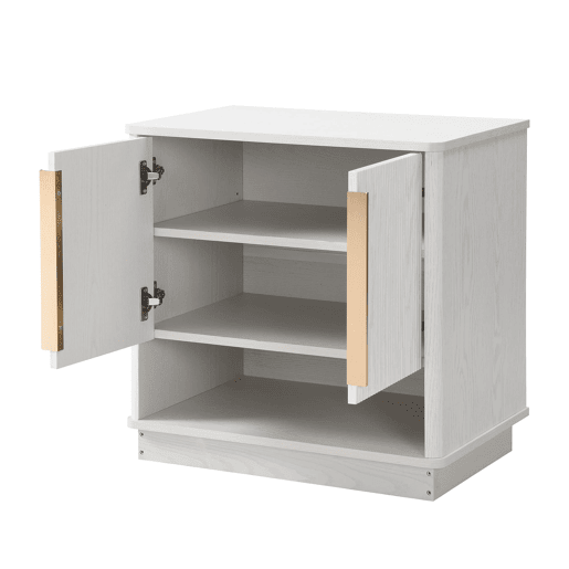 Sapateira 60x40x61 cm - 2 portas, prateleira aberta, puxadores dourados - Branco