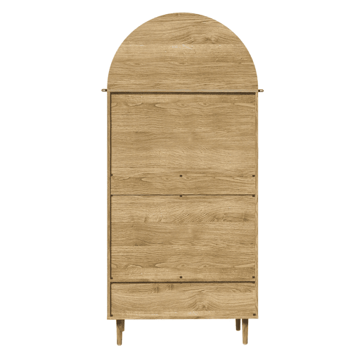 Armário roupeiro com gavetas - grande capacidade, portas de madeira com linho - natural