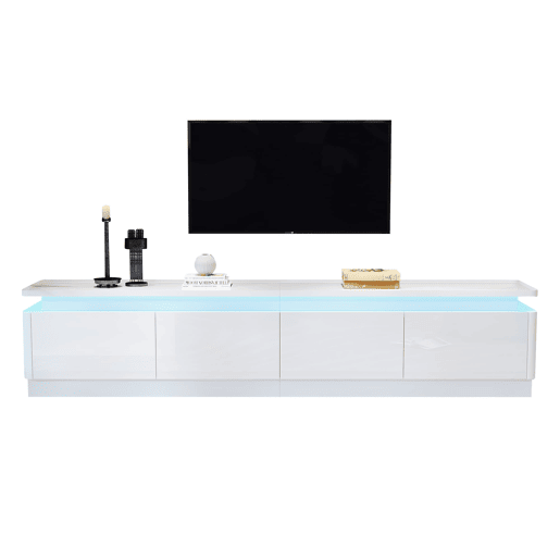 Móvel para TV 180x34x40 cm - Com 4 gavetas, LED, baixo brilho, para TV de 80 - Branco