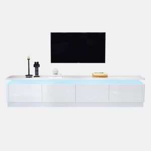 Móvel para TV 180x34x40 cm - Com 4 gavetas, LED, baixo brilho, para TV de 80 - Branco