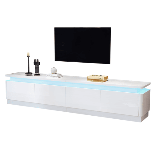 Móvel para TV 180x34x40 cm - Com 4 gavetas, LED, baixo brilho, para TV de 80 - Branco