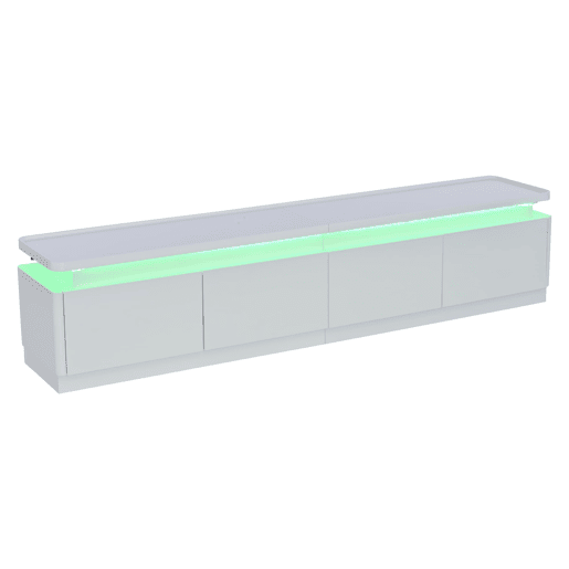 Móvel para TV 180x34x40 cm - Com 4 gavetas, LED, baixo brilho, para TV de 80 - Branco