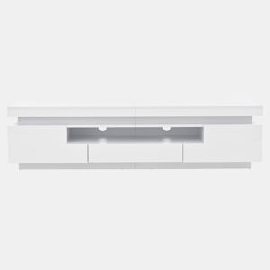 Móvel de TV 175x38x45 cm - 2 armários em L, 1 gaveta, com LED, adequado para TV de 75 - Branco