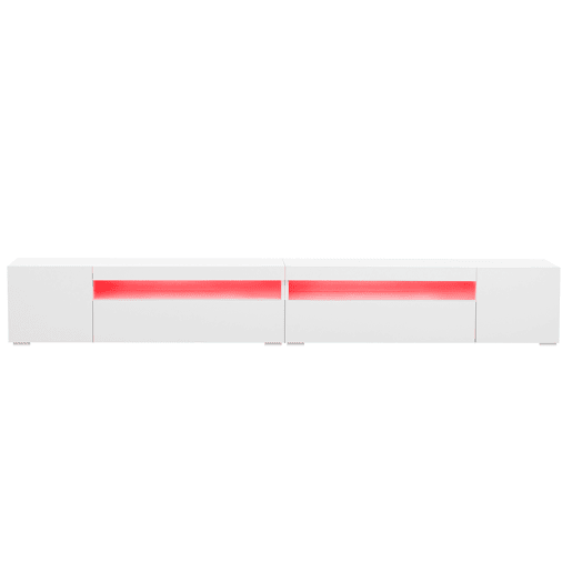 Móvel de TV 240 cm - Painel brilhante, iluminação LED variável - Branco