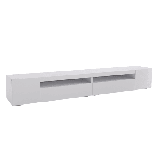 Móvel de TV 240 cm - Painel brilhante, iluminação LED variável - Branco