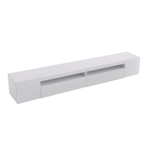 Móvel de TV 240 cm - Painel brilhante, iluminação LED variável - Branco