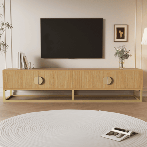 Móvel de TV 180 cm - Moderno, 4 portas, com puxadores arredondados - Madeira