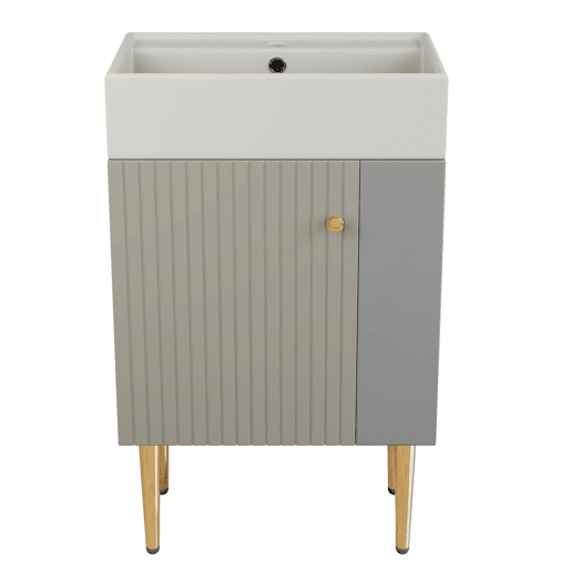 Móvel de casa de banho 55 cm - Armário baixo para lavatório pequeno - Cinza e branco Móvel de casa de banho 55 cm - Armário baixo para lavatório pequeno - Cinza e branco