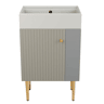 Móvel de casa de banho 55 cm - Armário baixo para lavatório pequeno - Cinza e branco