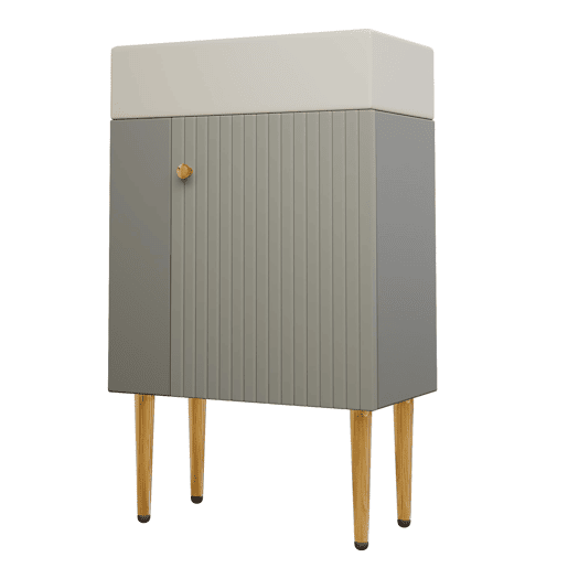 Móvel de casa de banho 55 cm - Armário baixo para lavatório pequeno - Cinza e branco Móvel de casa de banho 55 cm - Armário baixo para lavatório pequeno - Cinza e branco