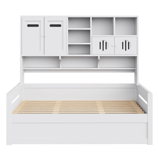 Sofá-cama de madeira 90x200 cm - Multifuncional, com arrumação, hidráulico, branco Sofá-cama de madeira 90x200 cm - Multifuncional, com arrumação, hidráulico, branco