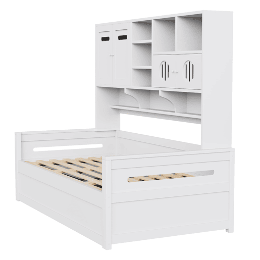 Sofá-cama de madeira 90x200 cm - Multifuncional, com arrumação, hidráulico, branco Sofá-cama de madeira 90x200 cm - Multifuncional, com arrumação, hidráulico, branco